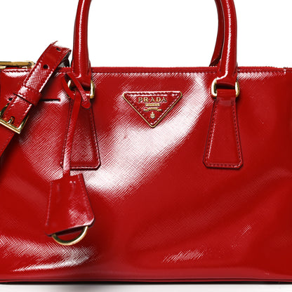 Prada Saffiano Vernice Mini Galleria Double Zip Tote Rosso 8 of 15