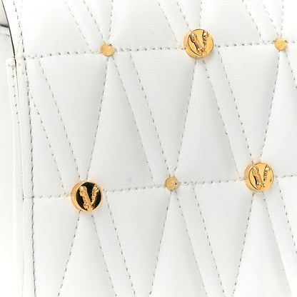 Versace Nappa Quilted Studded Virtus Shoulder Bag White 12 of 12