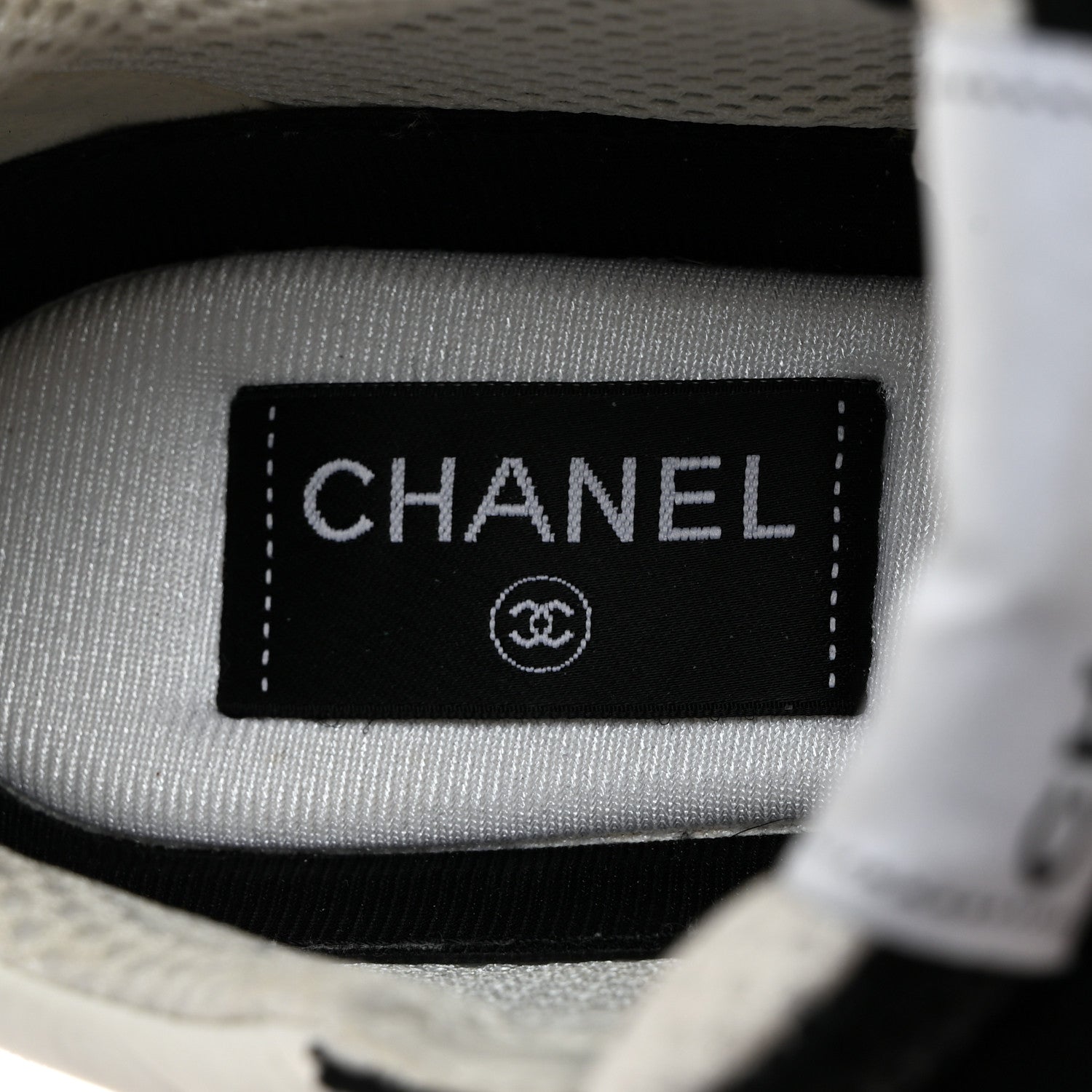 Chanel Mesh Suede Grained Calfskin Womens CC Sneakers 37 Black White 6 of 8