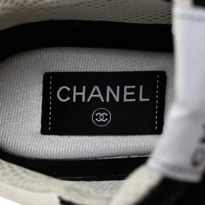 Chanel Mesh Suede Grained Calfskin Womens CC Sneakers 37 Black White 6 of 8