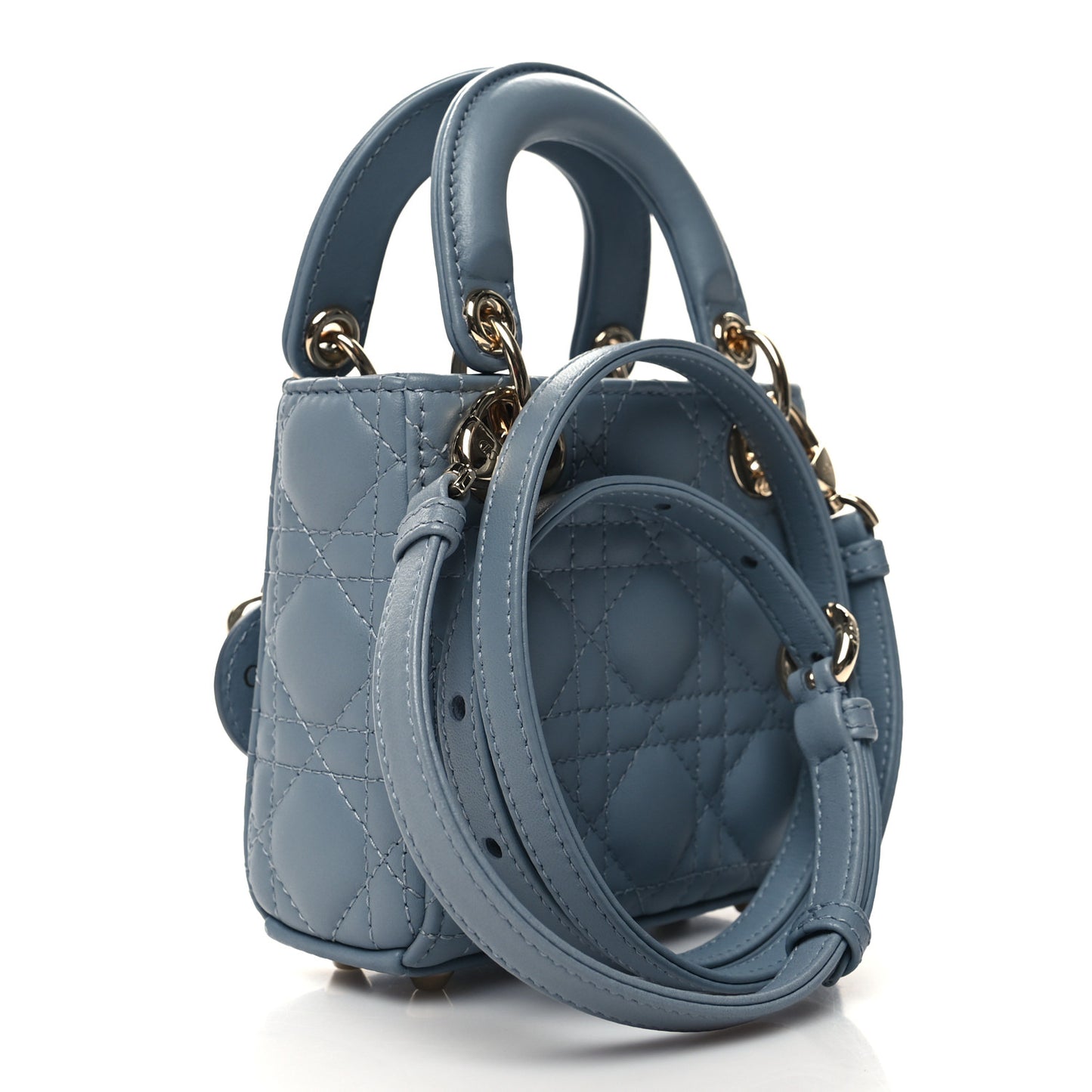Lambskin Cannage Micro Lady Dior Cloud Gray