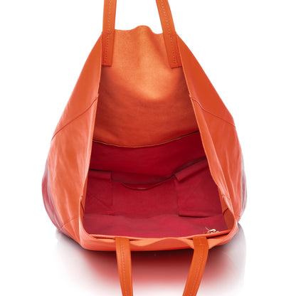 Celine Lambskin Vertical Bi-Cabas Orange Magenta 5 of 6