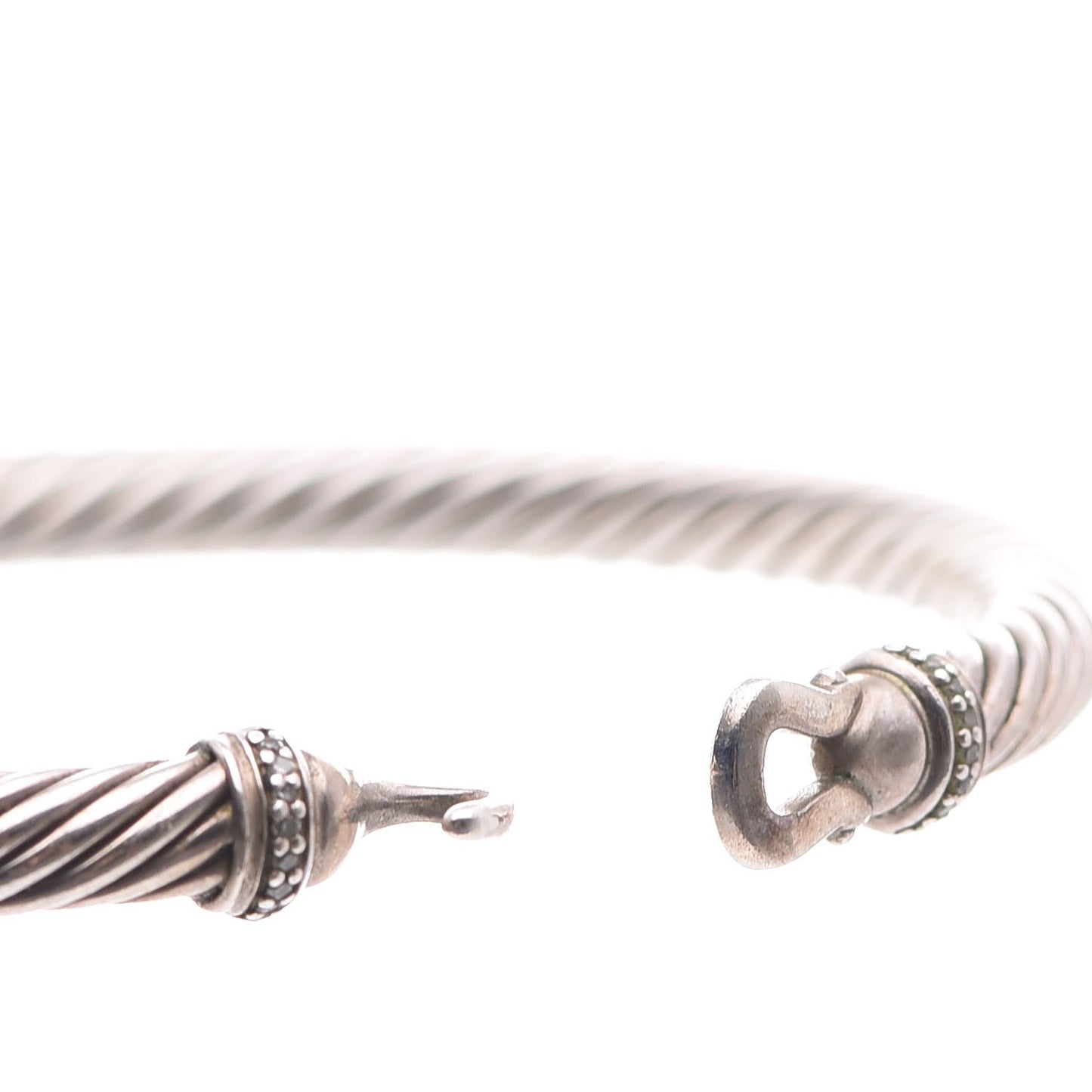 Sterling Silver Diamond 5mm Cable Buckle Bracelet