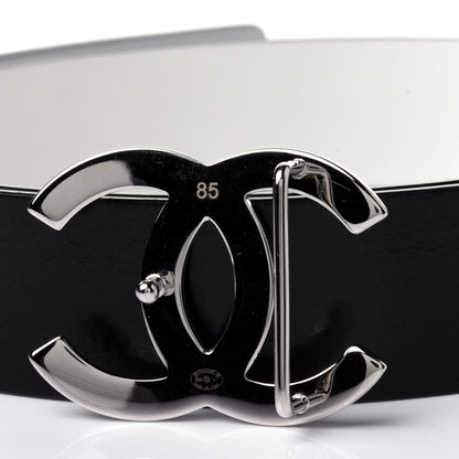 Chanel Calfskin CC Reversible Belt 85 Black White 3 of 4