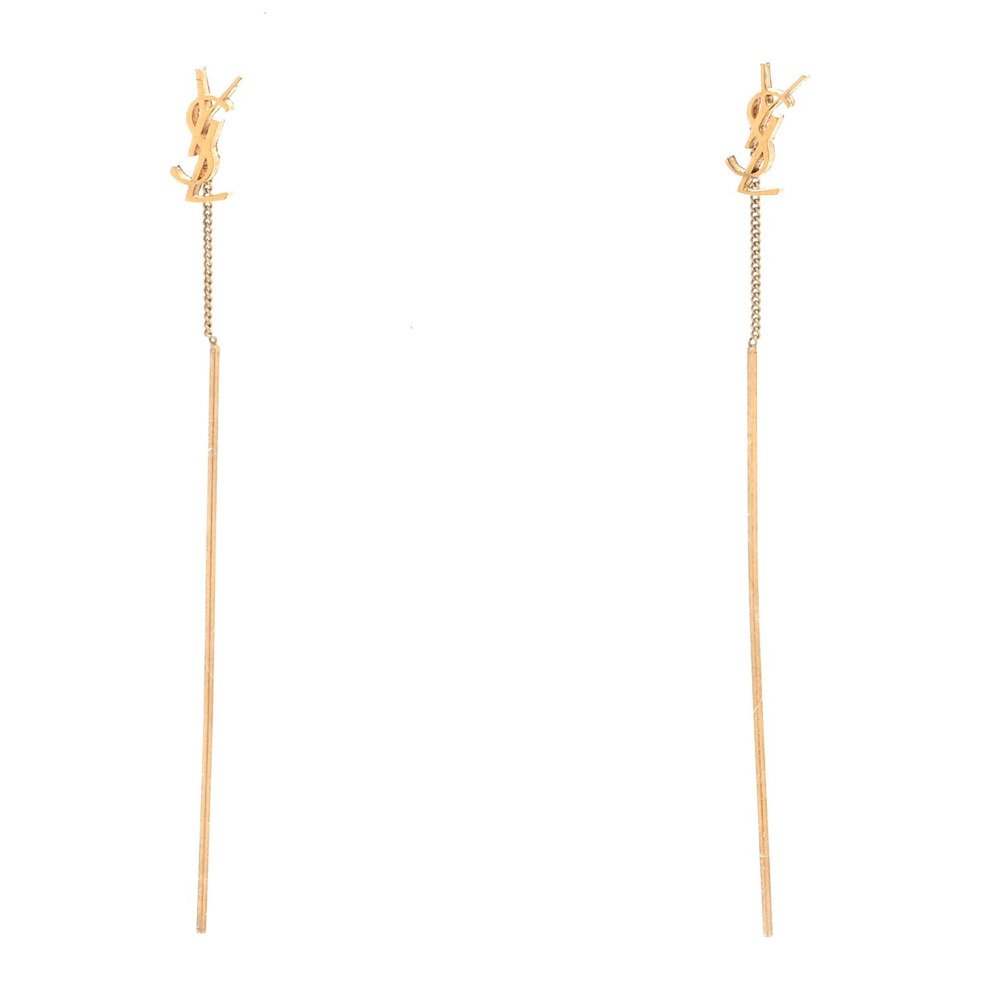 Metal Monogram Pendant Threader Earrings Gold