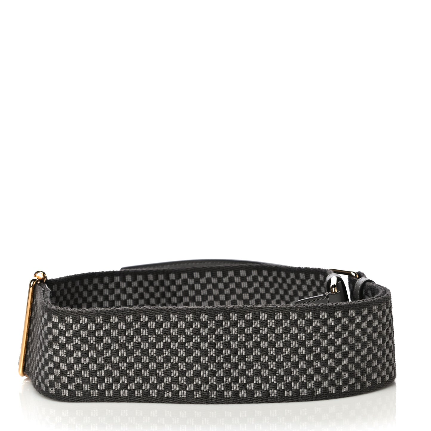 Ribbon Vitello King Logo Embossed Gingham Woven Adjustable Strap You Moon Ghiaia