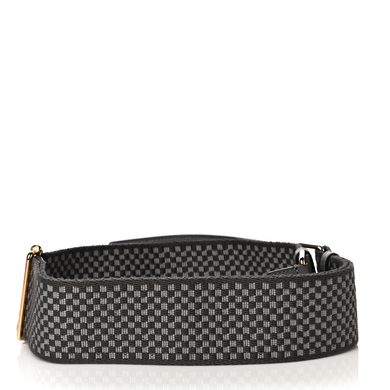 Fendi Ribbon Vitello King Logo Embossed Gingham Woven Adjustable Strap You Moon Ghiaia 2 of 7