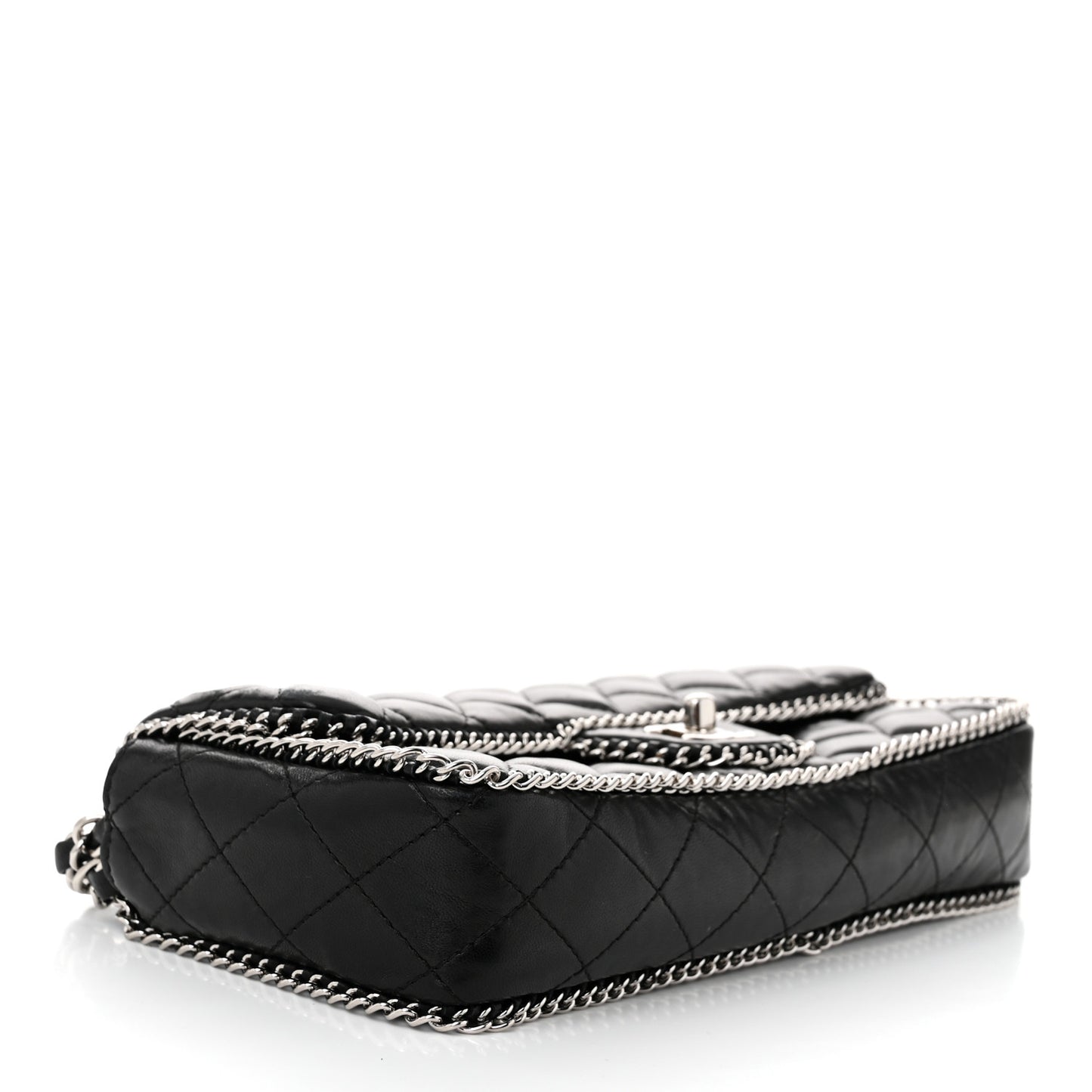 Lambskin Quilted East West Chain Around Flap Black