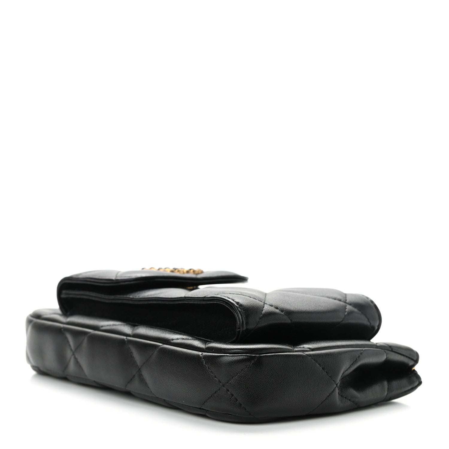 Chanel Lambskin Quilted Chanel 19 Pouch With Handle Black 4 of 11