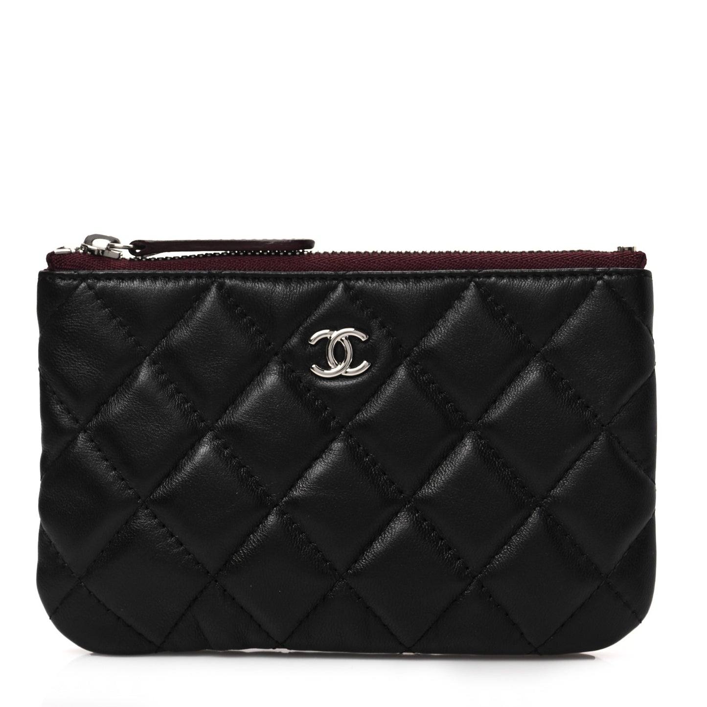 Lambskin Quilted Small Cosmetic Case Black