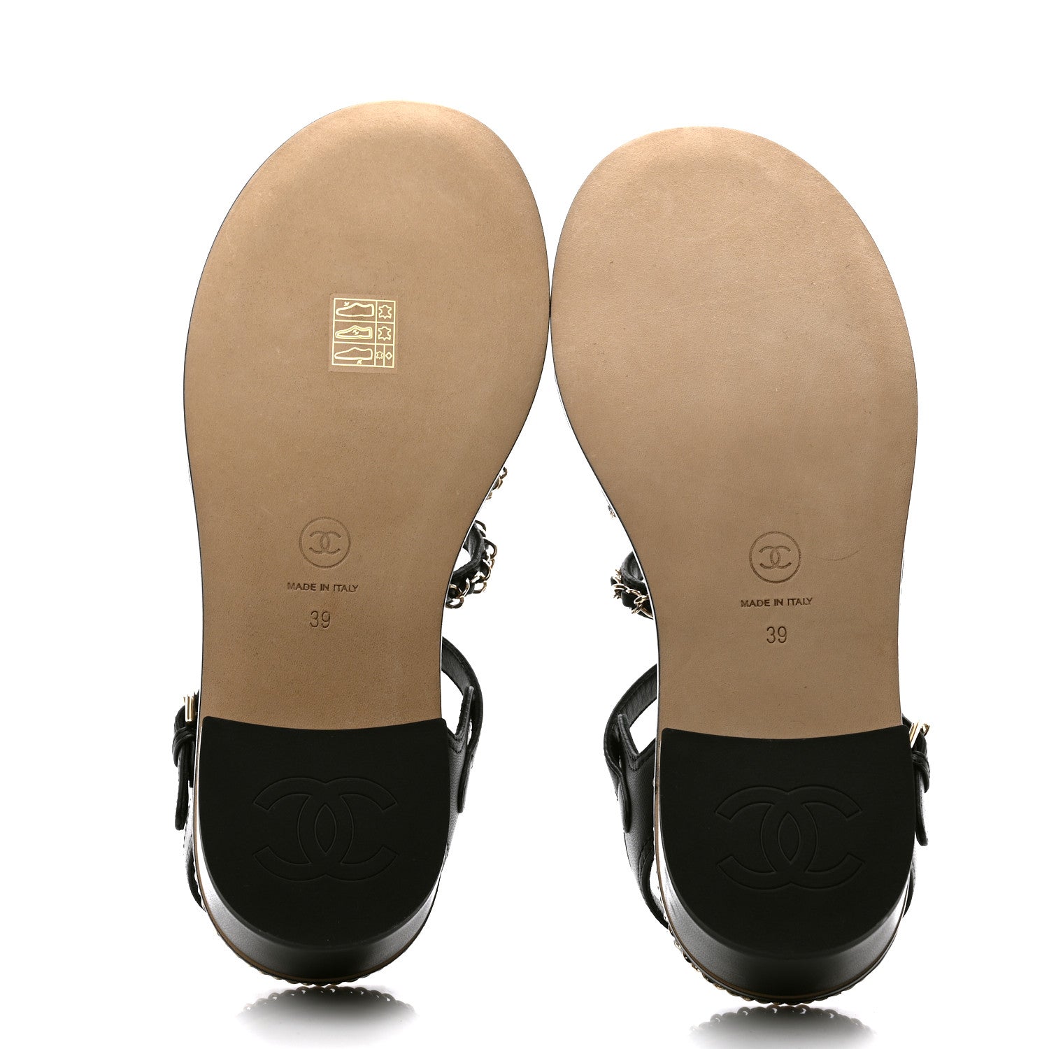 Chanel Lambskin Chain Cork Sandals 39 Black 5 of 9