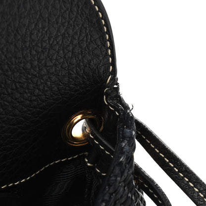 Prada Paglia Vitello Daino Frame Satchel Black 12 of 14