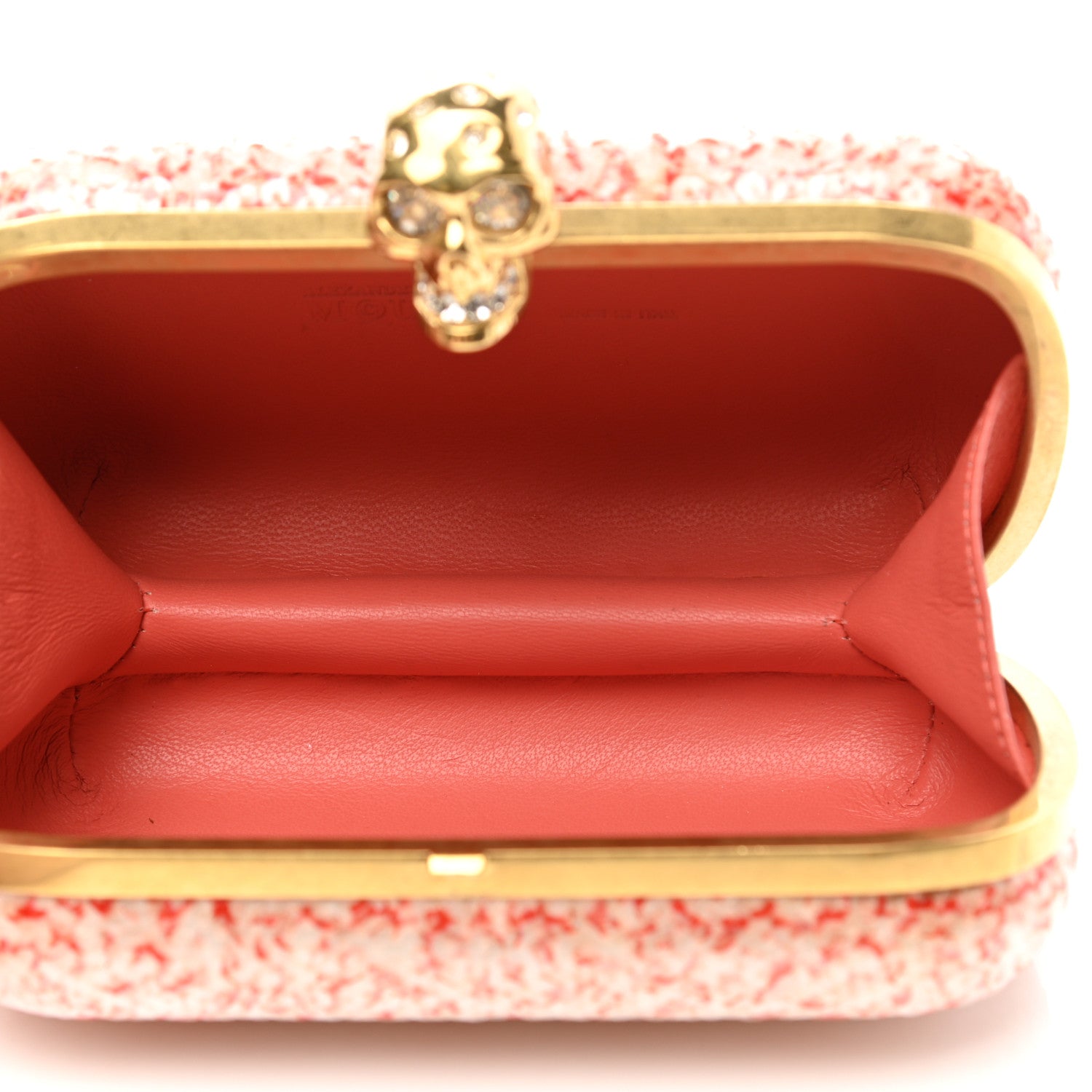 Alexander McQueen Sequin Skull Box Clutch White Pink 5 of 8