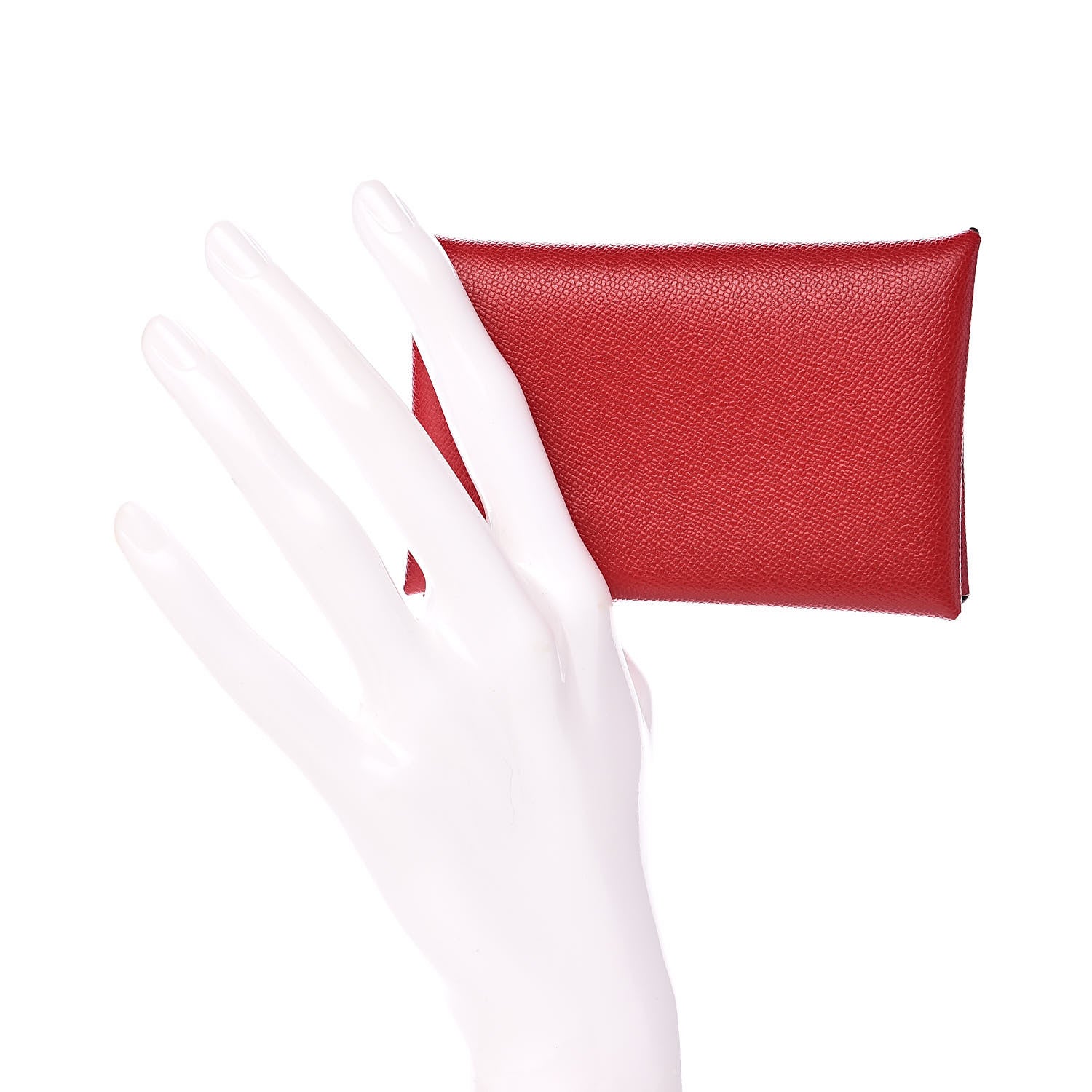 Hermes Madame Calfskin Calvi Card Case Rouge Piment 2 of 8