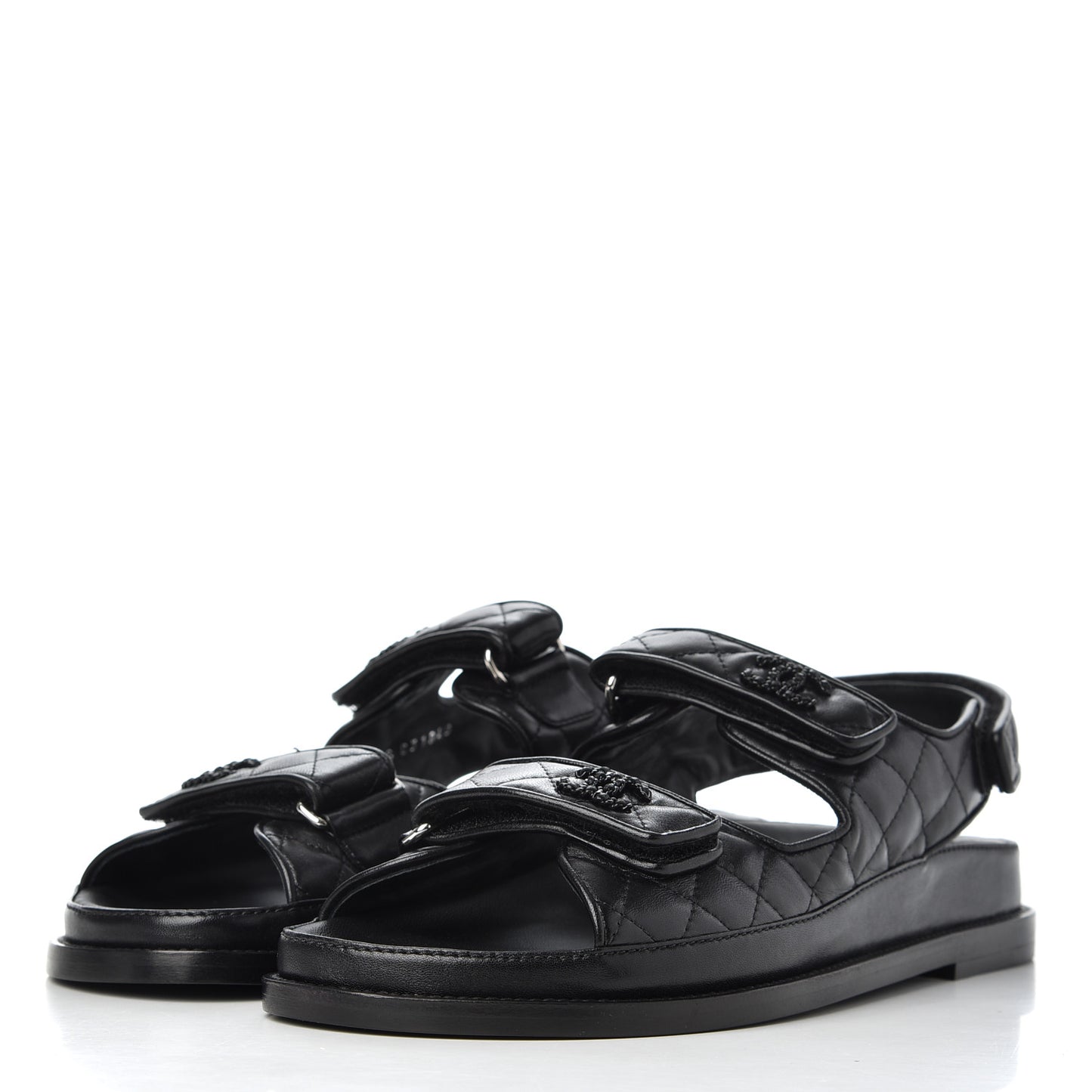 Lambskin Velcro Dad Sandals 41 Black