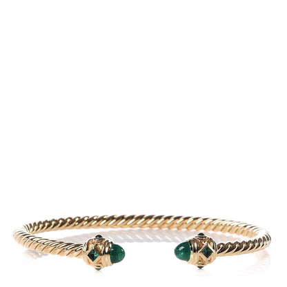 David Yurman 18K Yellow Gold Emerald 3.5mm Renaissance Bracelet 1 of 5