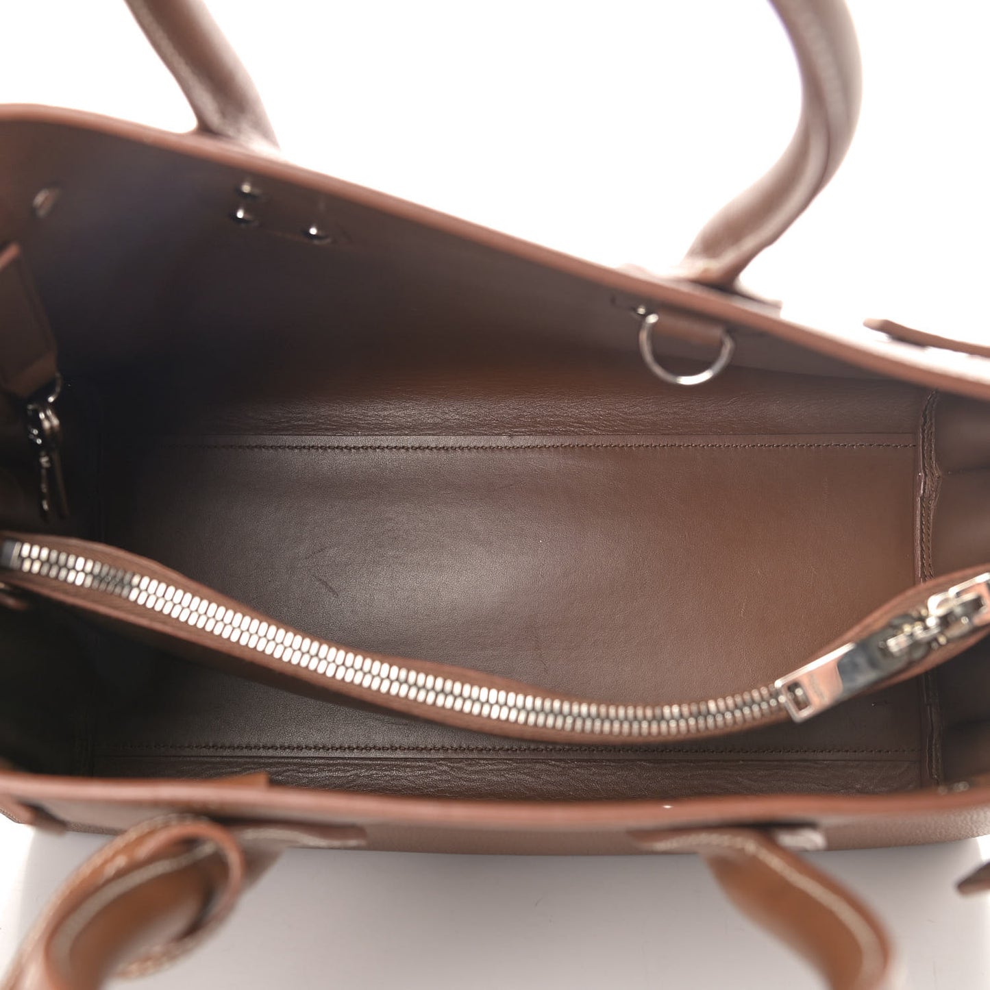Grained Calfskin Topstitch Small Classic Sac De Jour Taupe