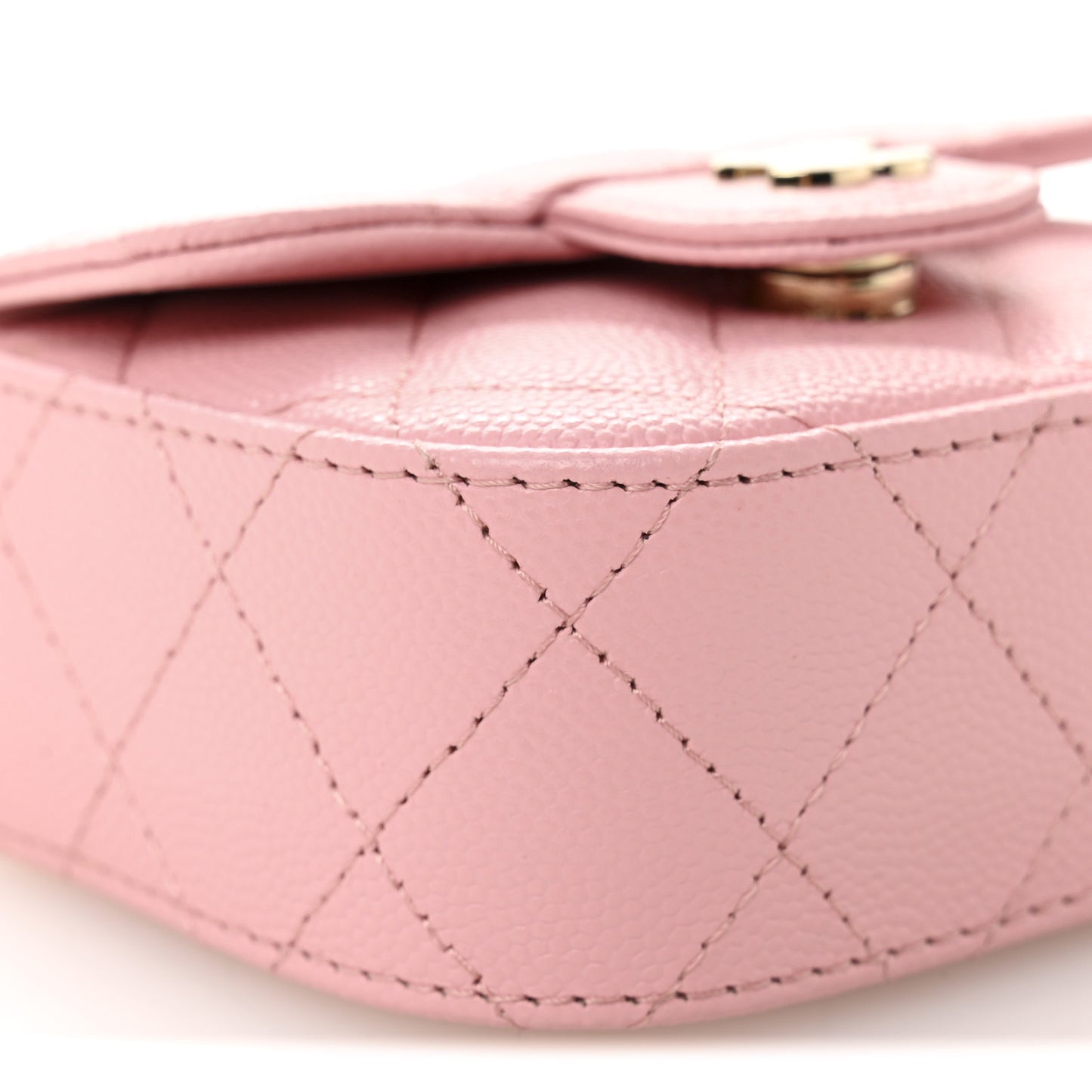 Caviar Quilted Mini Clutch With Chain Pink