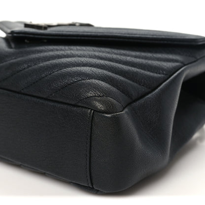Saint Laurent Sheepskin Matelasse Chevron Monogram Medium College Bag Black 10 of 10
