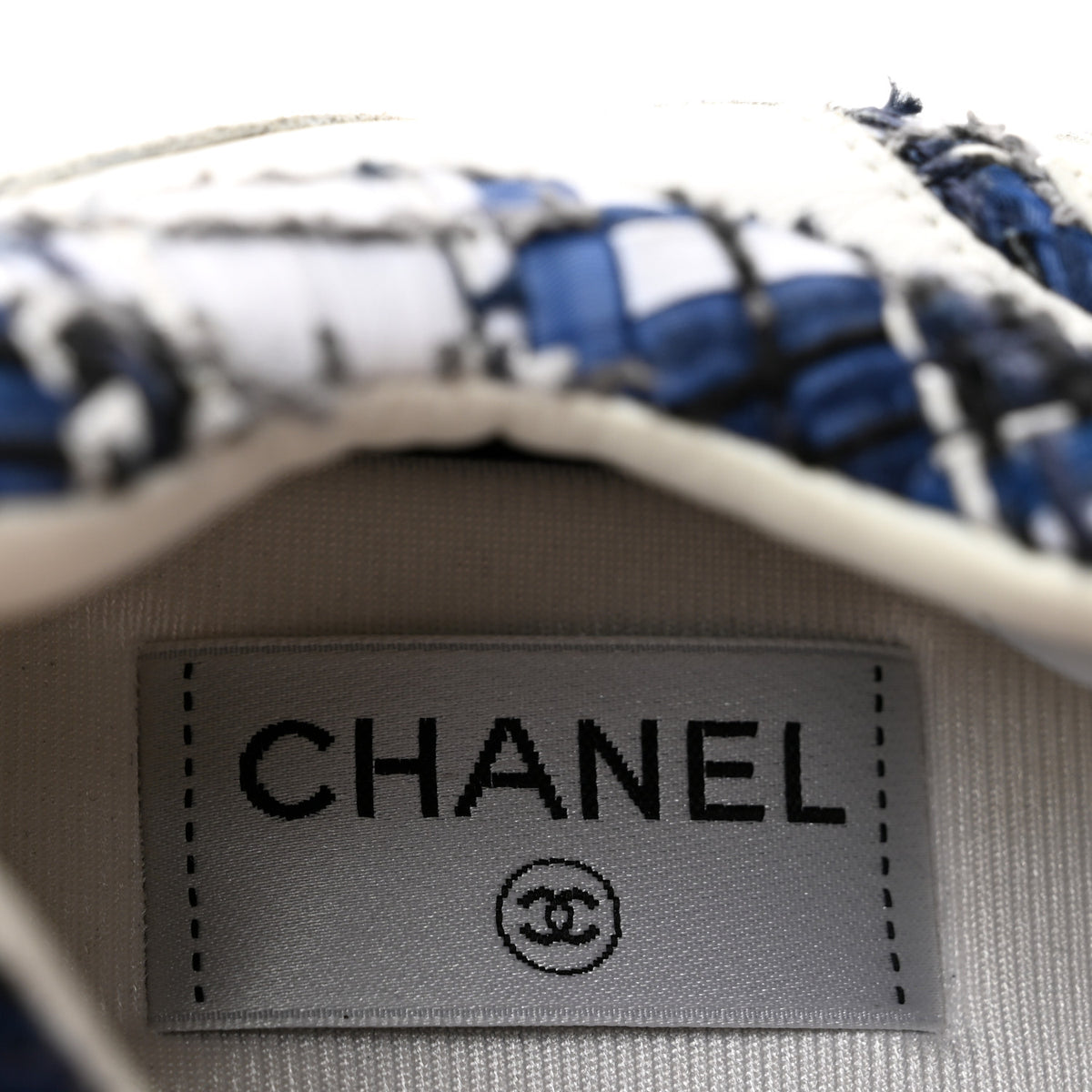 Chanel Tweed Suede Calfskin Womens CC Sneakers 41 Dark Blue Black Grey White 7 of 9