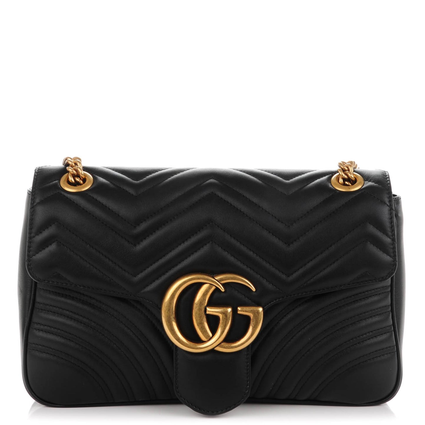Calfskin Matelasse Medium GG Marmont Shoulder Bag Black