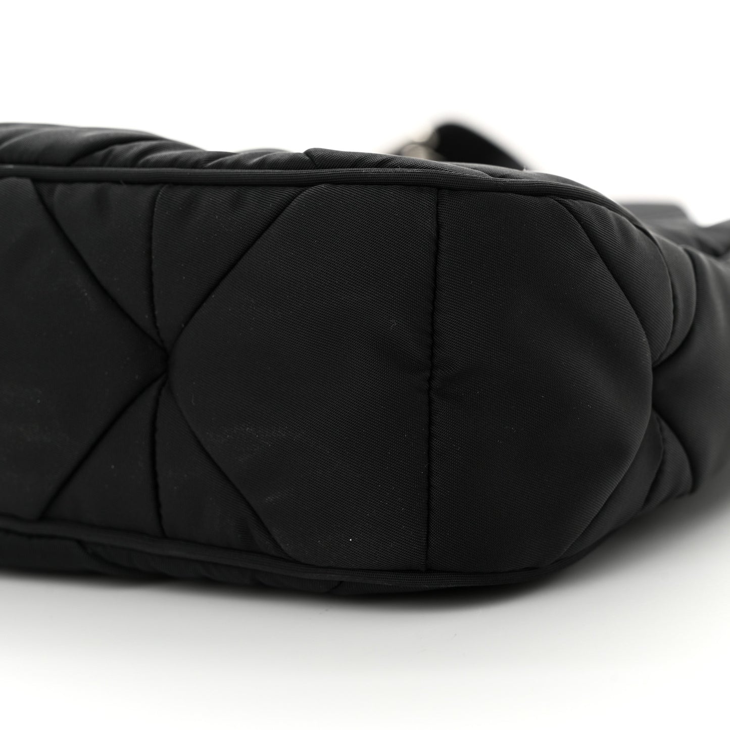 Re-Nylon Triangle Padded Patchwork Shoulder Bag Black