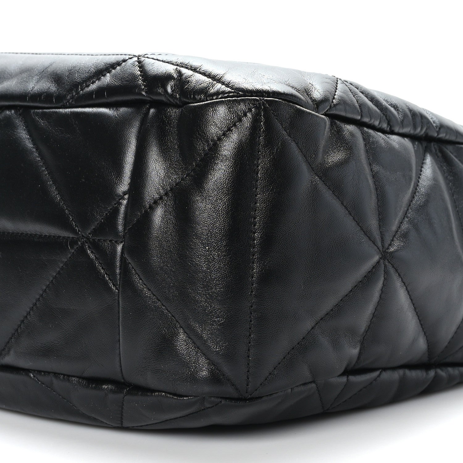 Prada Nappa Triangle Stitched Patchwork Large Zippered Hobo Bag Black 8 of 8