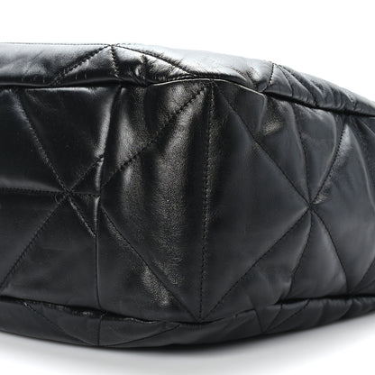 Prada Nappa Triangle Stitched Patchwork Large Zippered Hobo Bag Black 8 of 8