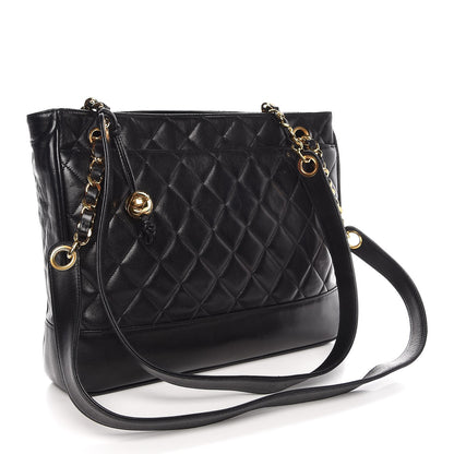 Chanel Lambskin Quilted Shopping Tote Black 3 of 7