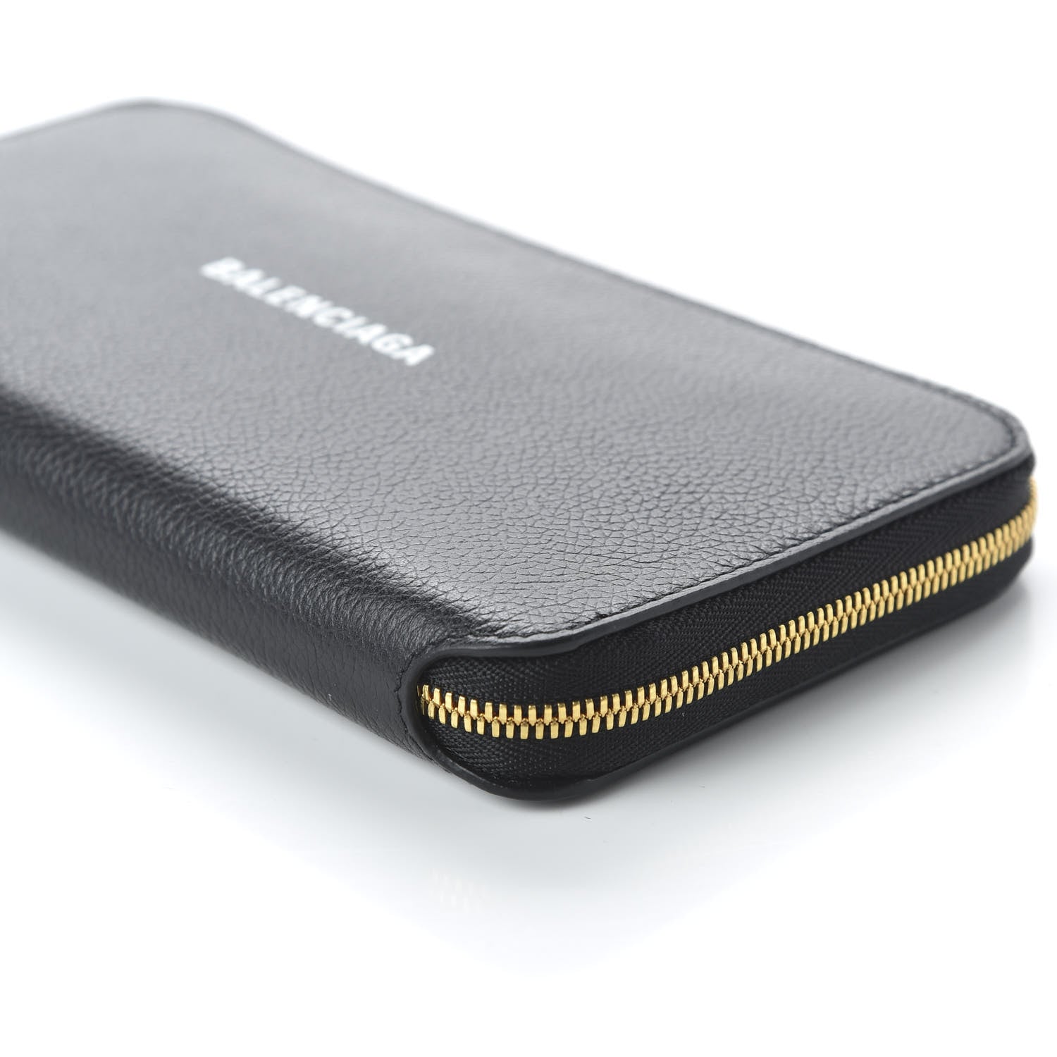 Balenciaga Calfskin Logo Everyday Continental Zip Around Wallet Black 7 of 9