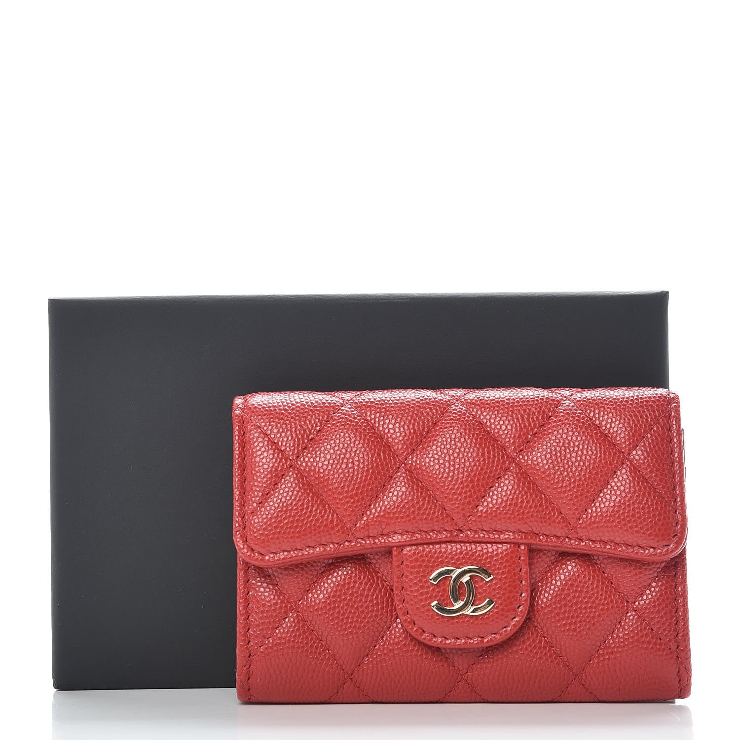 Chanel Caviar Quilted Flap Card Holder Wallet Red 9 of 9