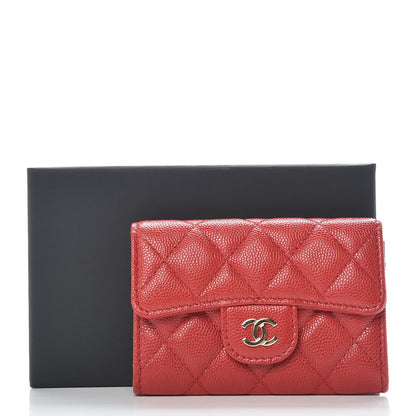 Chanel Caviar Quilted Flap Card Holder Wallet Red 9 of 9