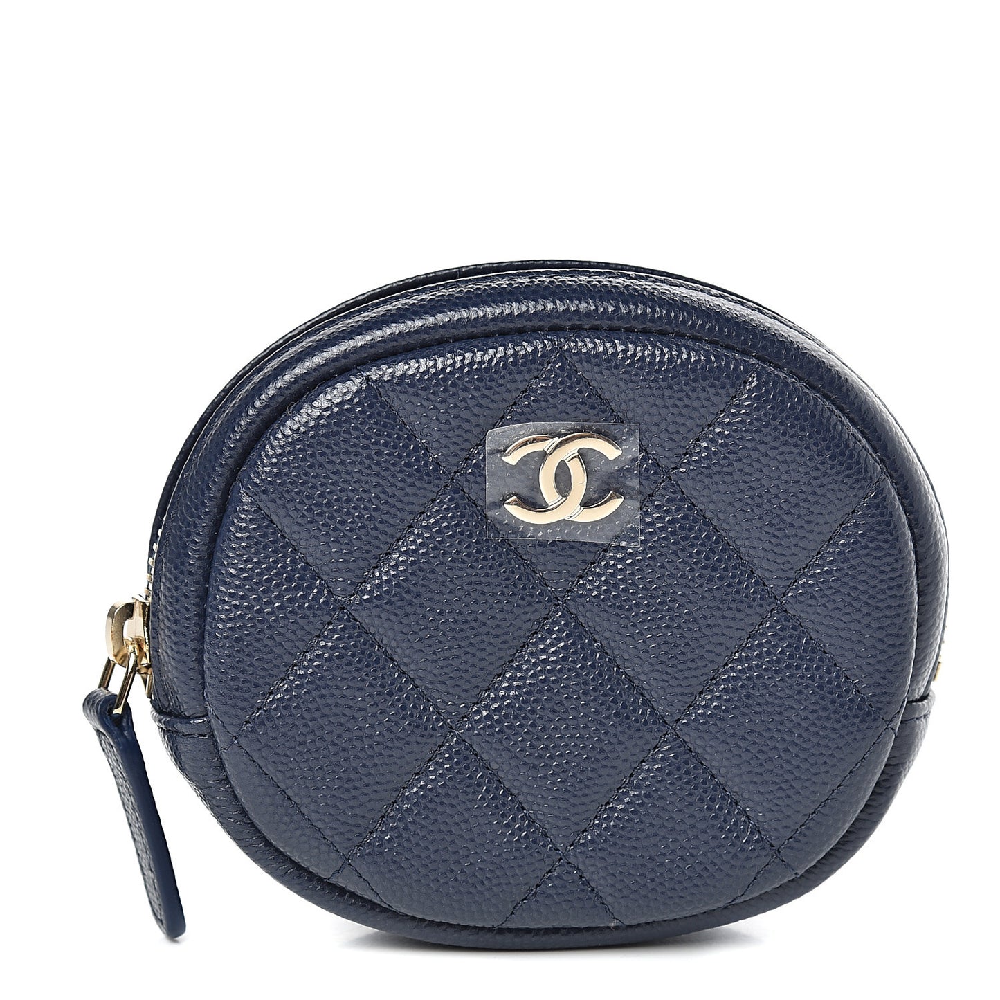 Caviar Quilted Zip Around Classic Coin Purse Navy Blue