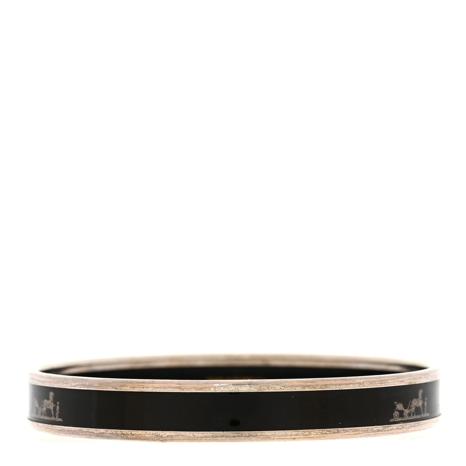 Hermes Enamel Printed Narrow Caleche Bracelet 70 Black 3 of 5