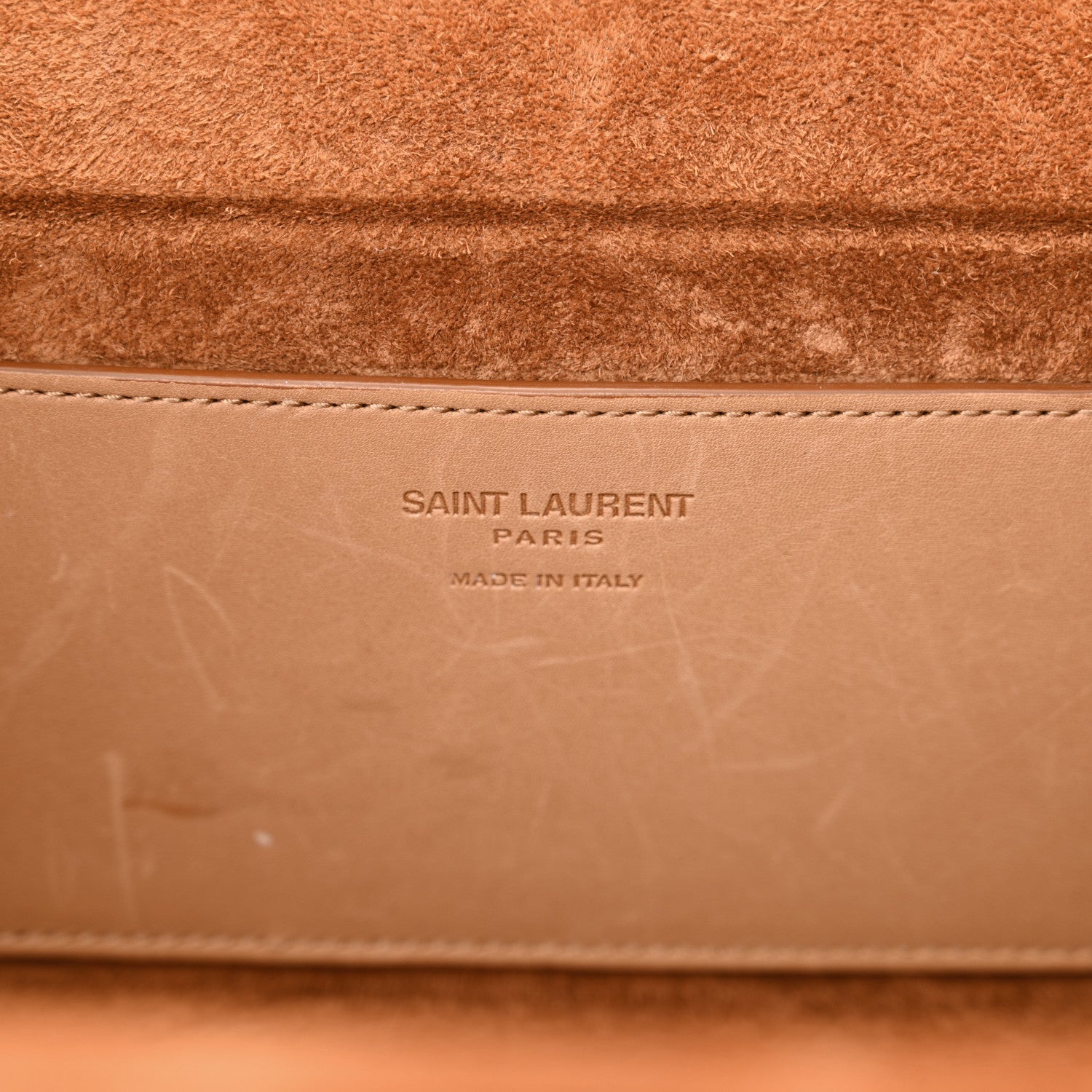 Saint Laurent Calfskin Monogram Take Away Box Dusty Vintage Brown Gold 6 of 15