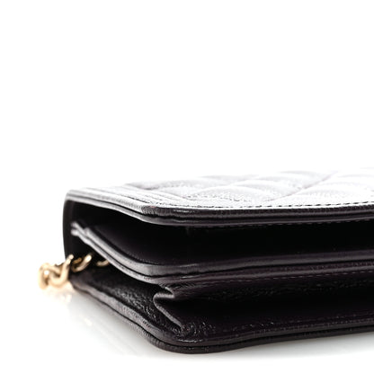 Chanel Caviar Quilted Boy Wallet On Chain WOC Dark Purple 19 of 23