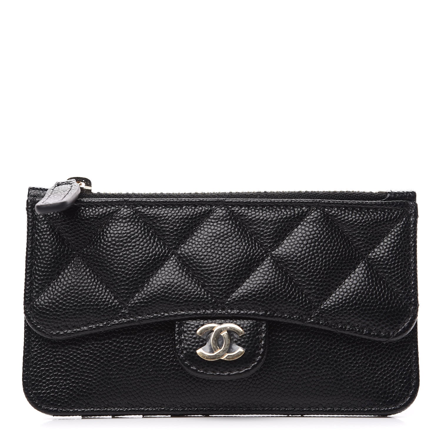 Chanel Caviar Quilted Flap Zip Card Holder Black 1 of 7