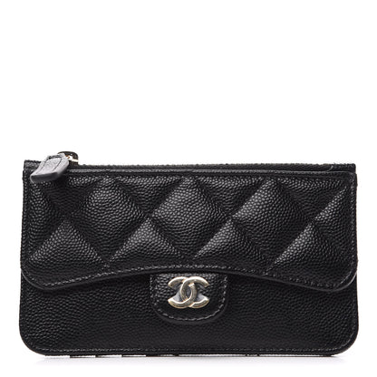 Chanel Caviar Quilted Flap Zip Card Holder Black 1 of 7