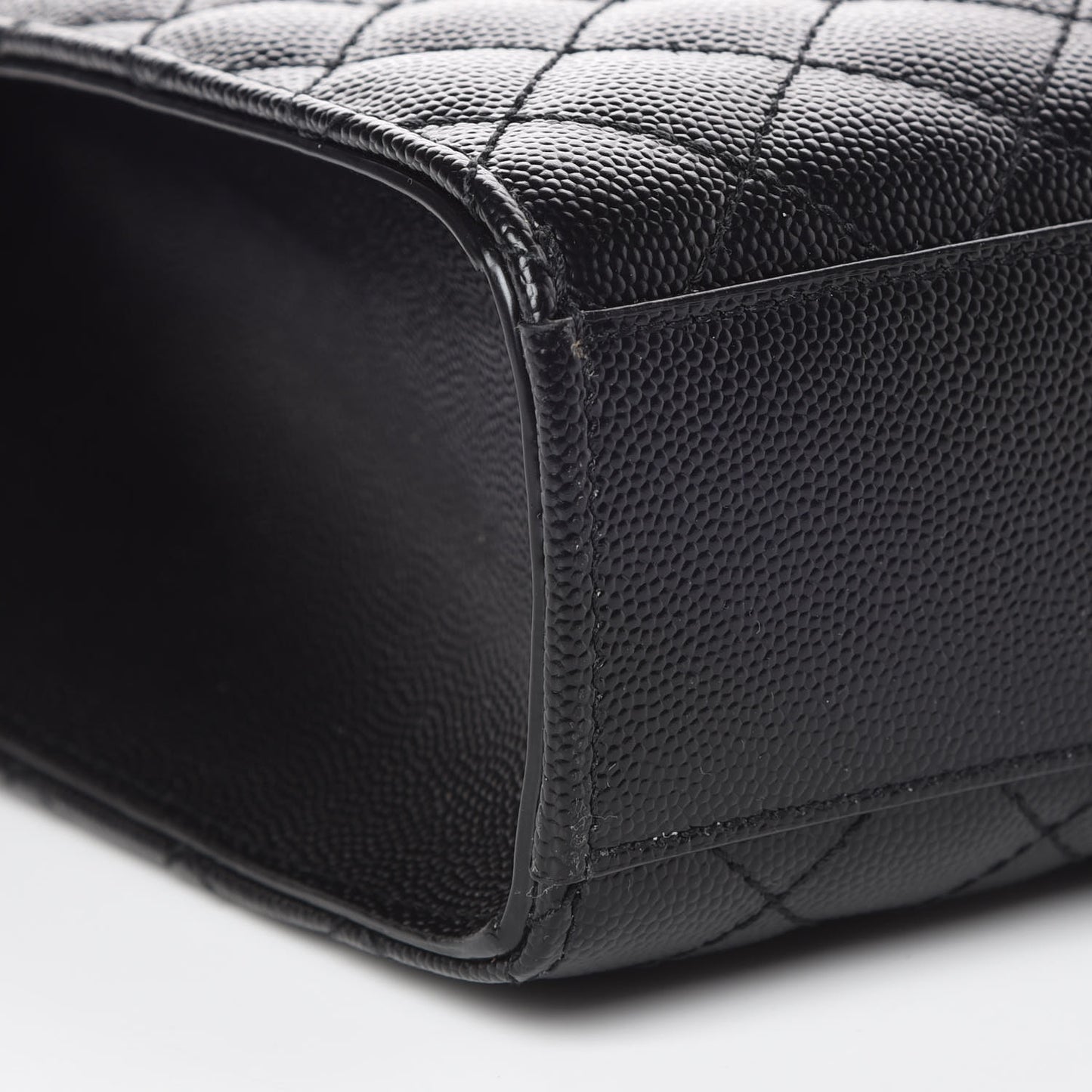 Grain De Poudre Textured Mixed Matelasse Large Triquilt Monogram Satchel Black