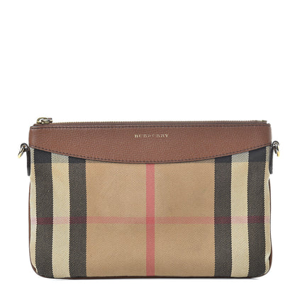Burberry House Check Derby Peyton Crossbody Clutch Bag Tan 1 of 13