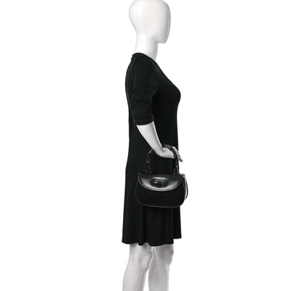 Gucci Boarded Dyana Lux Calfskin Web Monochrome Small Bamboo 1947 Top Handle Bag Black 2 of 10