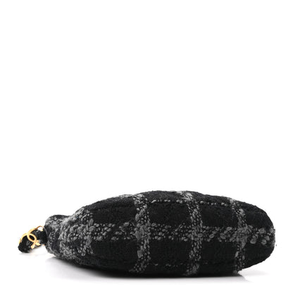 Chanel Cashmere Tweed Quilted CC Links Hobo Black Grey 4 of 11