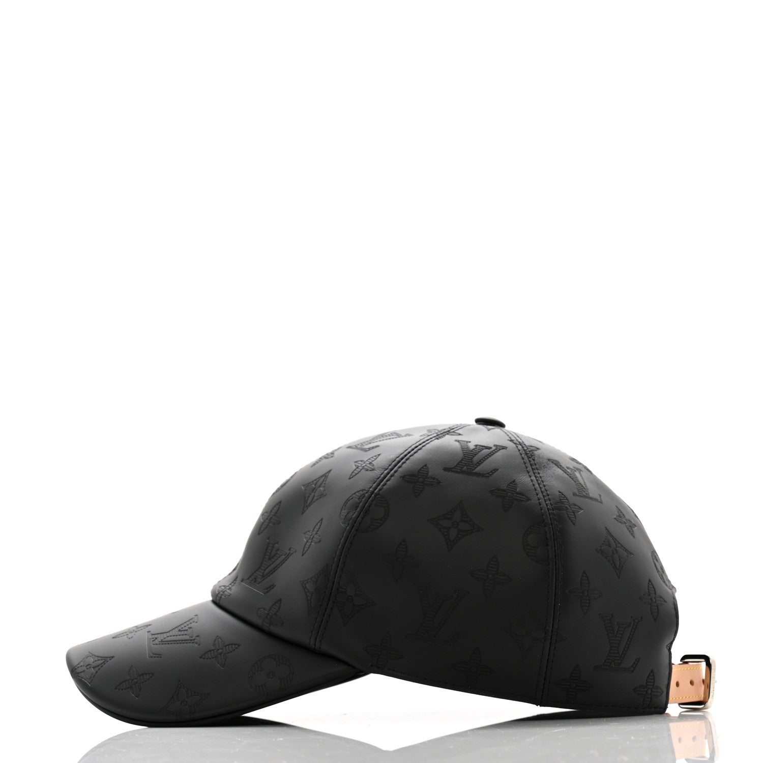 Louis Vuitton Calfskin Monogram Shadow Baseball Cap 58 Black 4 of 10