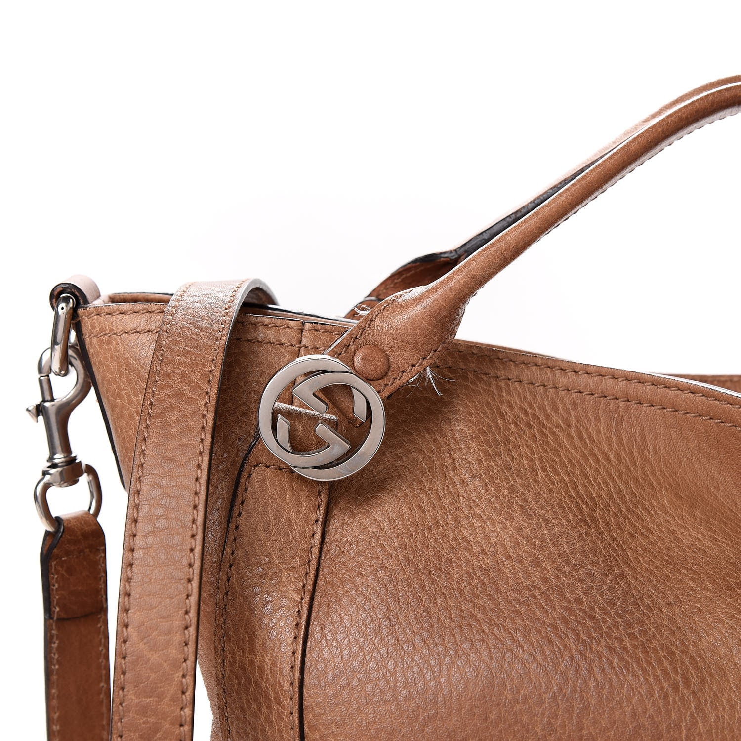 Gucci Pebbled Calfskin Medium Miss GG Top Handle Bag Light Cuir 11 of 13