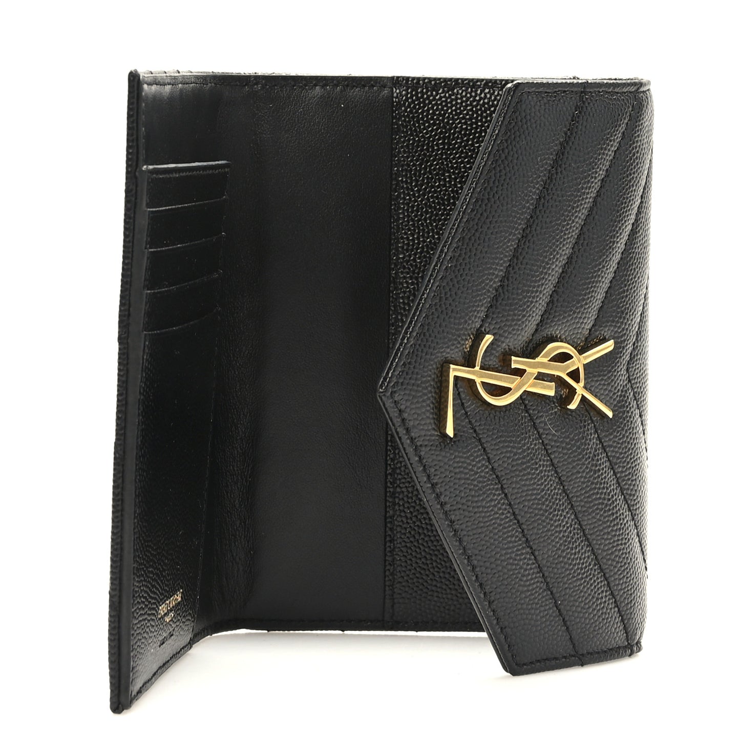 Grain De Poudre Matelasse Chevron Small Monogram Passport Case Black