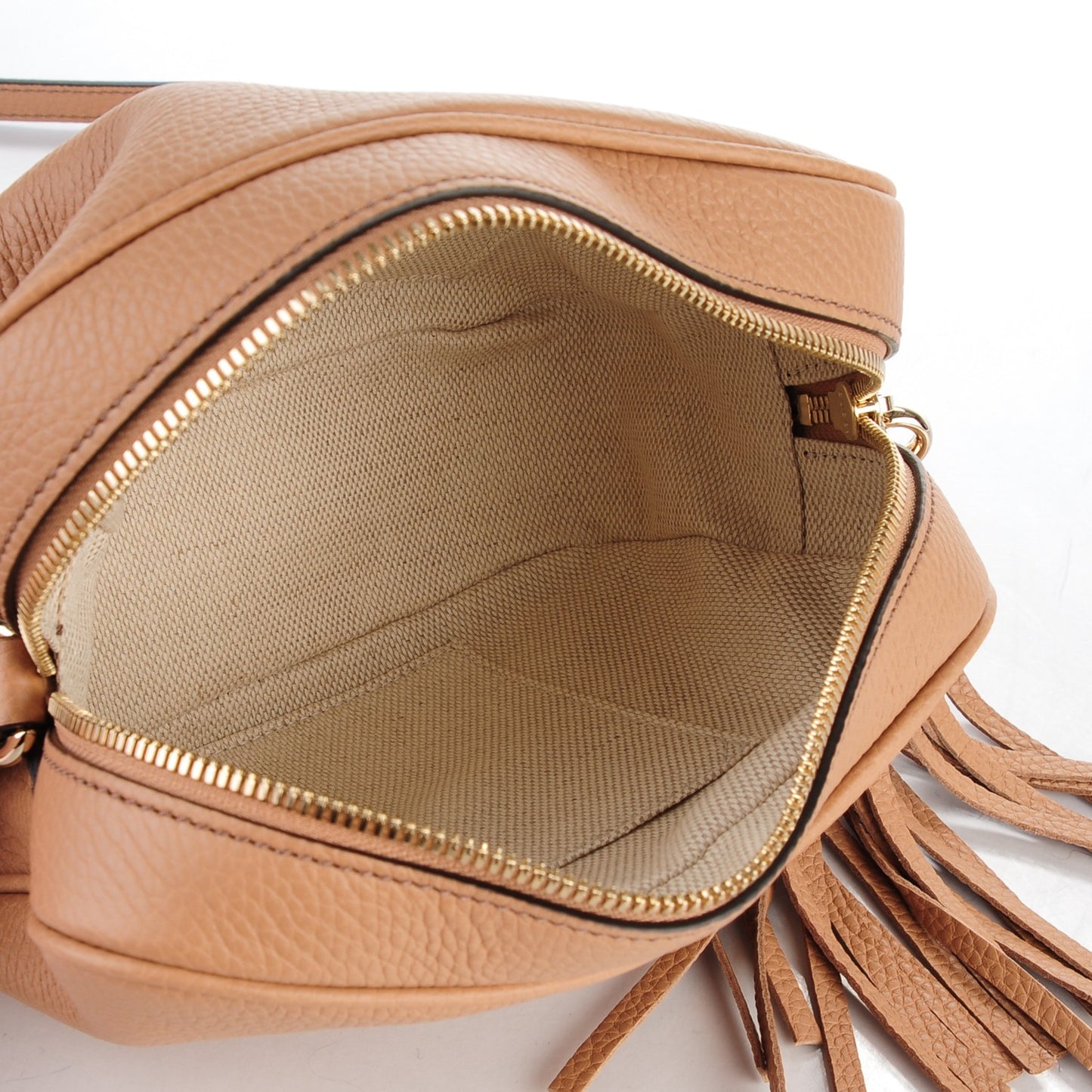 Pebbled Calfskin Small Soho Disco Bag Camelia