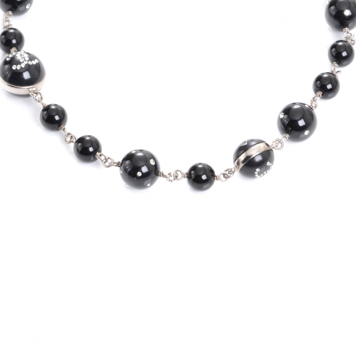 Chanel CC Camellia Beaded Long Necklace Black 1 of 7