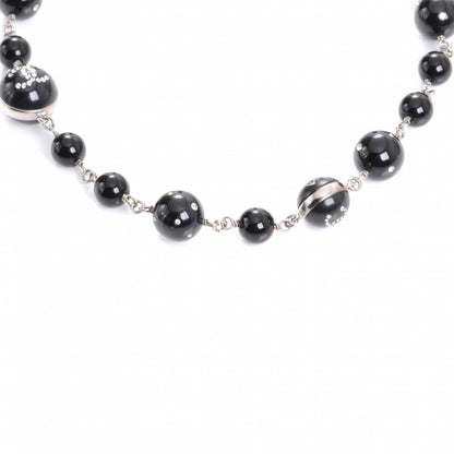 Chanel CC Camellia Beaded Long Necklace Black 1 of 7