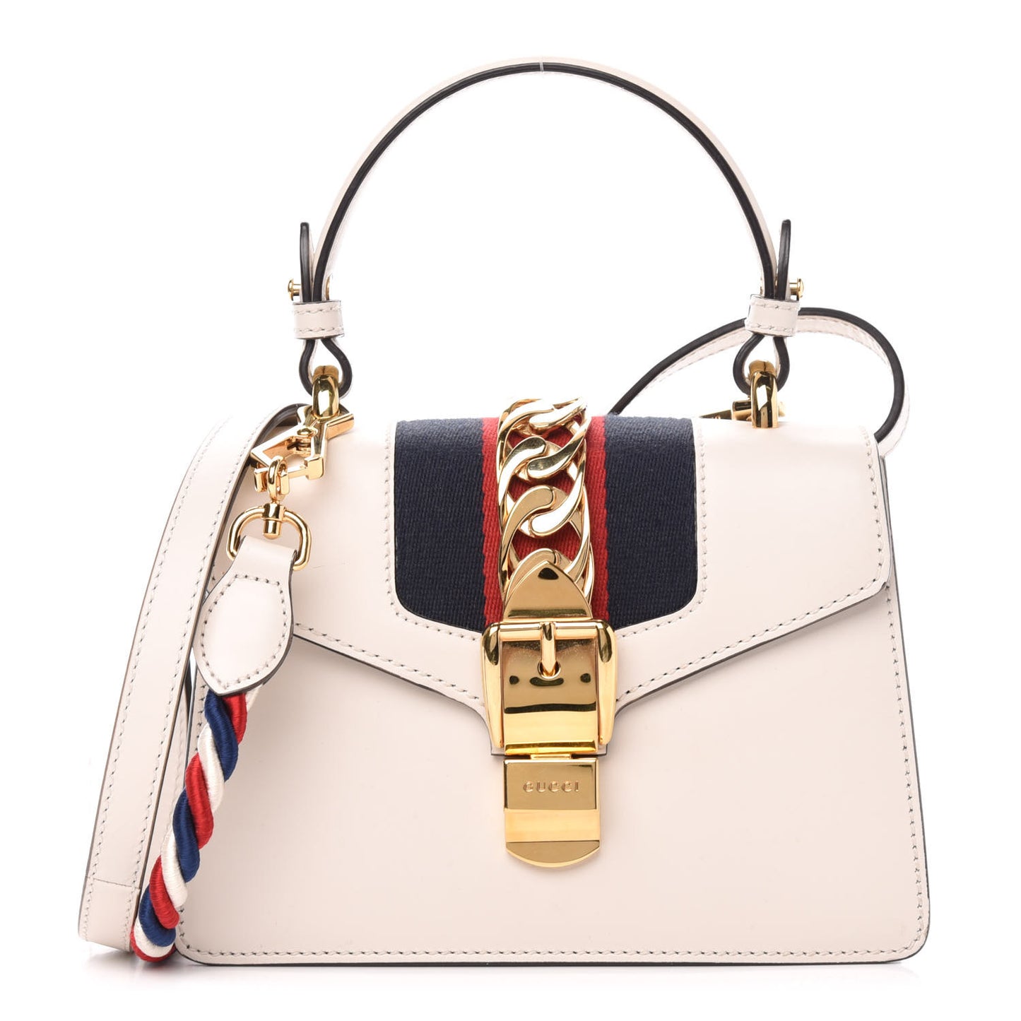Calfskin Mini Sylvie Top Handle Bag White