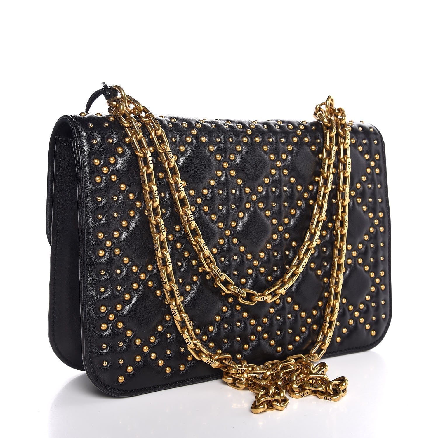 Christian Dior Lambskin Cannage Studded Large Dioraddict Flap Bag Black 3 of 8